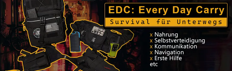 Das EDC, Every Day Carry, ist der alltägliche Begleiter des Preppers: Ein Survival Pack das jeden Tag seinen Nutzen hat.